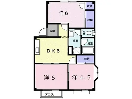 エルディム落合南 B(3DK/1階)の間取り写真