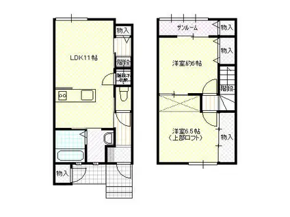 ファイン上飯野A棟(2LDK/1階)の間取り写真