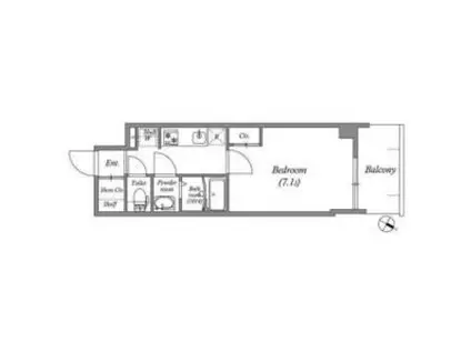 GENOVIA神戸湊川公園(1K/6階)の間取り写真