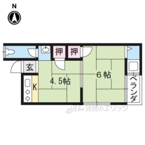 藤川荘(2K/1階)の間取り写真