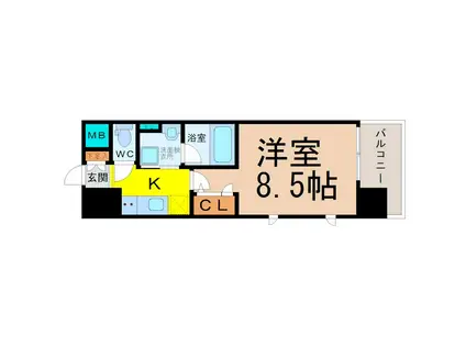 セレニティー大須(1K/8階)の間取り写真