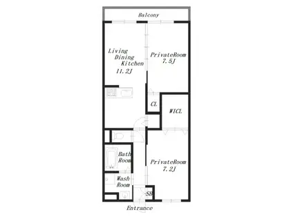 RELACION YUJ(2LDK/2階)の間取り写真