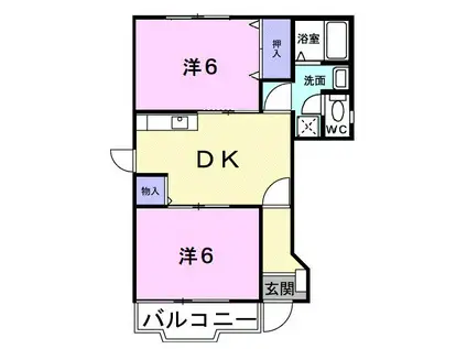ミレニアム21(2DK/1階)の間取り写真