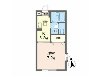 ファミーユサシン(1K/1階)の間取り写真