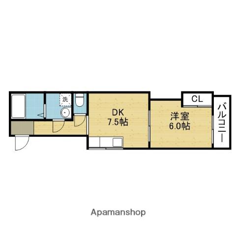 岡本マンション(1DK/2階)の間取り写真