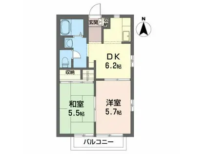 フルハウスIII(2DK/2階)の間取り写真