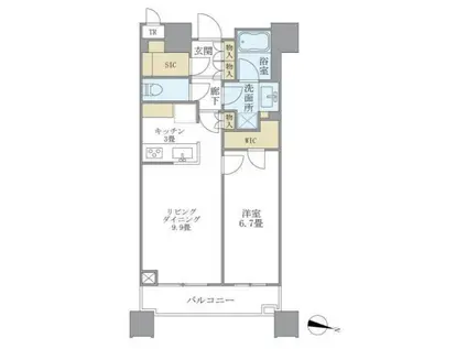 BRILLIA TOWERS目黒ノースレジデンス(1LDK/3階)の間取り写真