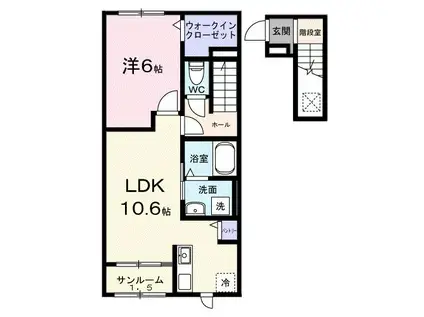 リーベ佐久CURRENT I(1LDK/2階)の間取り写真