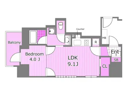 マークス横浜戸部(1LDK/7階)の間取り写真