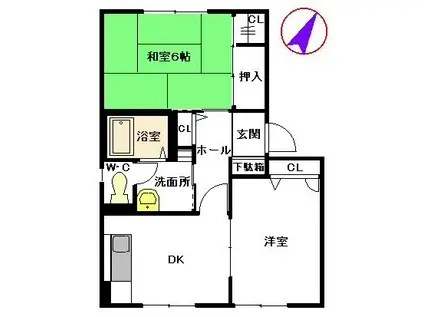 メゾン・ソレイユ  A棟(2K/1階)の間取り写真