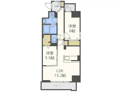 サンセール海老江(2LDK/2階)の間取り写真