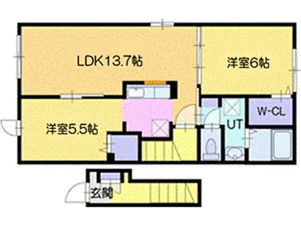 ベル フルール(2LDK/2階)の間取り写真