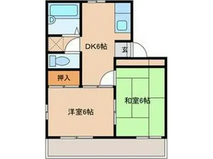 ベルハイツ III(2DK/1階)の間取り写真