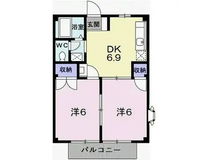 アメニティ浅見(2DK/1階)の間取り写真