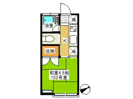 フラワーハウス(1K/1階)の間取り写真