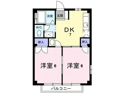 アーバンブルー中西(2DK/2階)の間取り写真