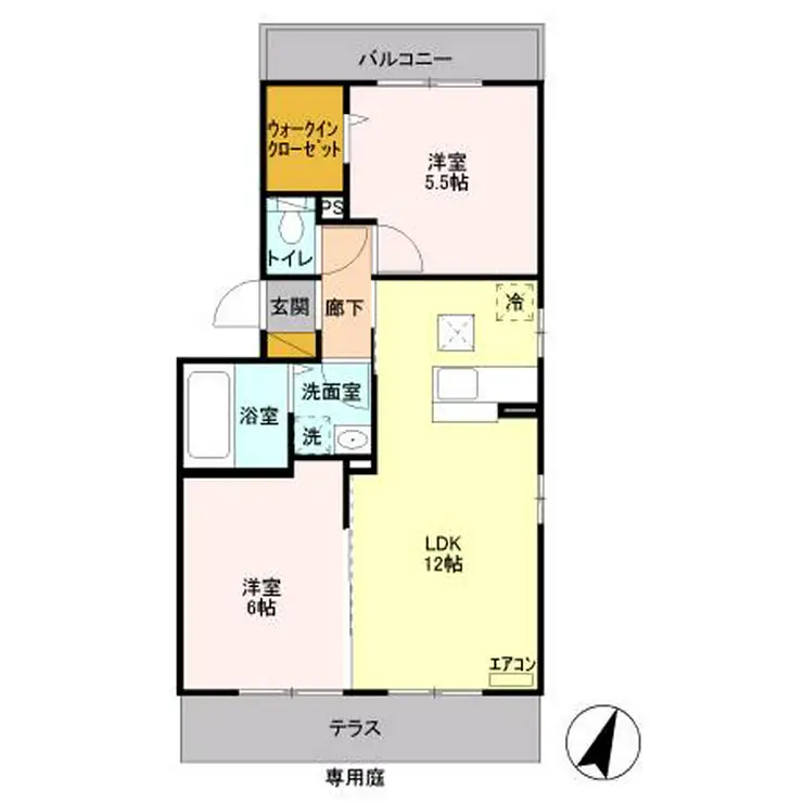 ジュヴァンセルB 1階階 間取り