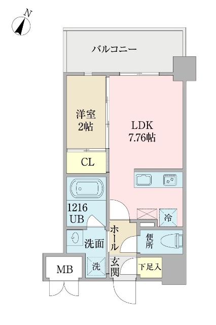 プロシード日赤通(1LDK/8階)の間取り写真