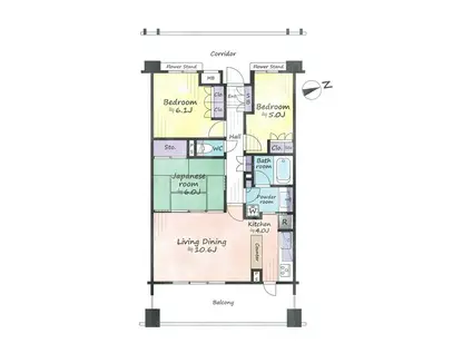 クレアホームズ武蔵小金井(3LDK/2階)の間取り写真