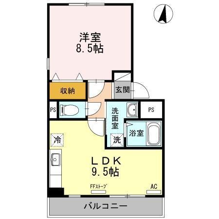 パシフィックレインボー(1LDK/2階)の間取り写真