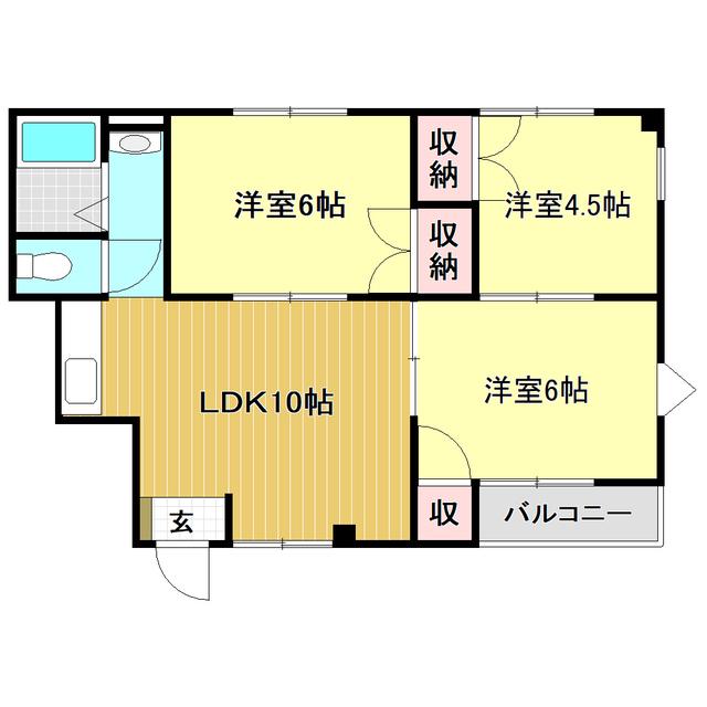 ライブコーポ若草(3LDK/3階)の間取り写真