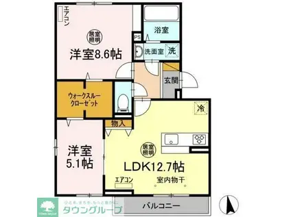 ウィステリア(2LDK/3階)の間取り写真