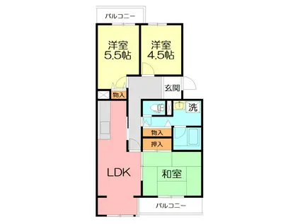 コーポレート本厚木(3LDK/2階)の間取り写真