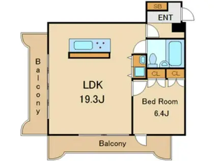 カーサクロヤナギ(1LDK/4階)の間取り写真