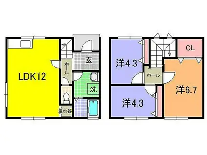 みちのくハイツ(3LDK/1階)の間取り写真