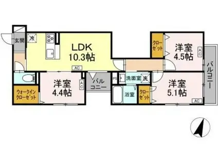 セレスティア西瑞江(3LDK/3階)の間取り写真