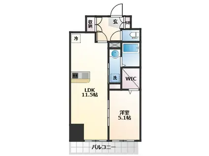 スパシアス鉄砲町東(1LDK/8階)の間取り写真