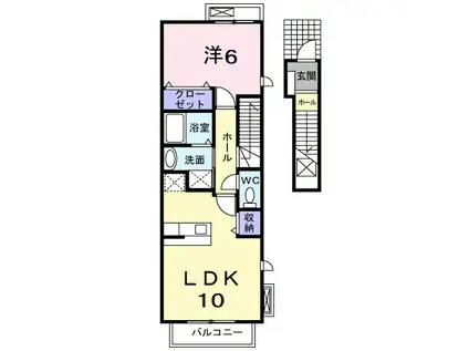 ヴァルト フォルネB(1LDK/2階)の間取り写真