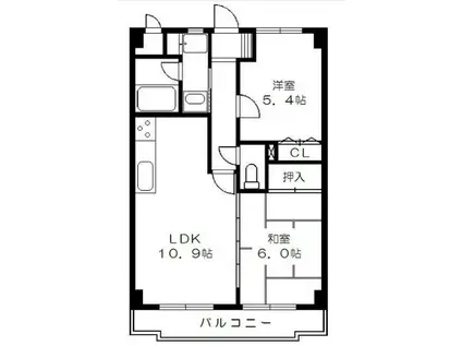 マンションひかり(2LDK/2階)の間取り写真