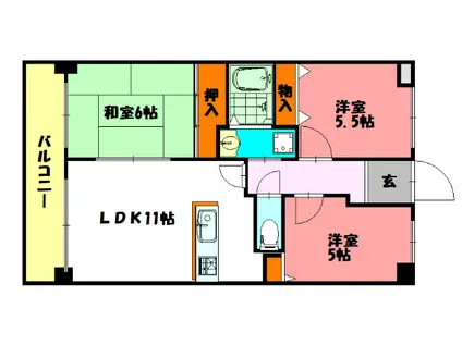 エスポワール西神戸(3LDK/2階)の間取り写真
