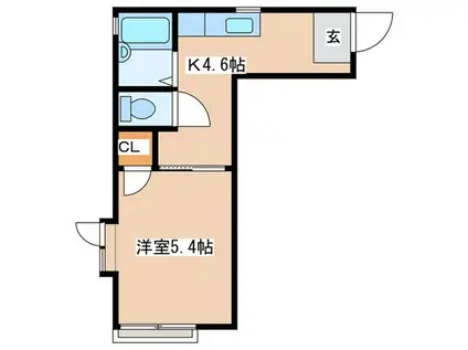 ピアホンソン(1K/2階)の間取り写真