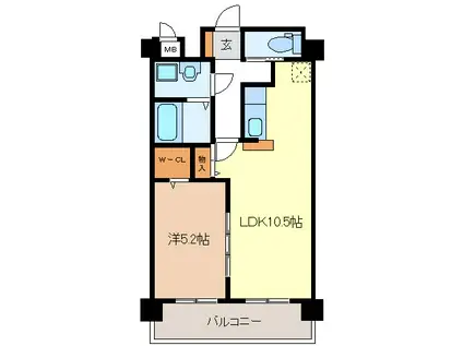 栗真MSビル(1LDK/3階)の間取り写真