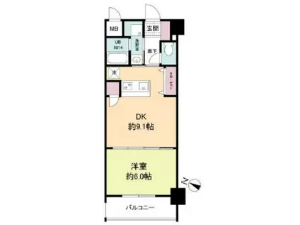 コスモリード神戸三宮(2K/4階)の間取り写真