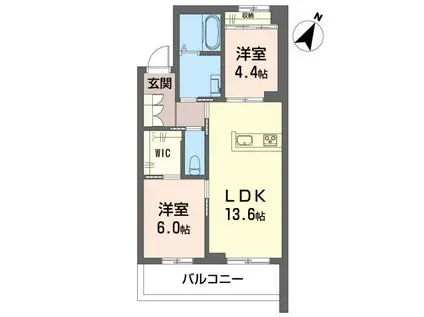 リリーフィア(2LDK/1階)の間取り写真