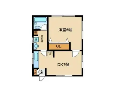 ジェネス上馬(1DK/1階)の間取り写真