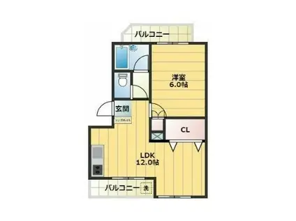 エステート方南(1LDK/1階)の間取り写真