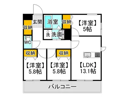 ベラパーシェ(3LDK/1階)の間取り写真