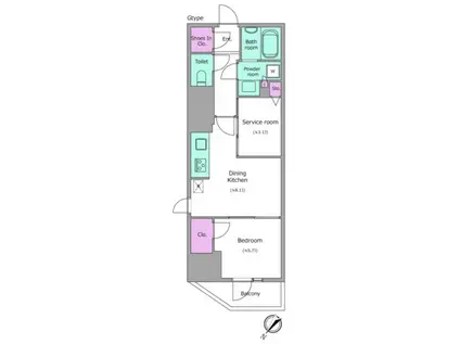 レジディア中目黒III(1SDK/2階)の間取り写真