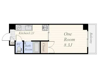 パセオ城山(1K/2階)の間取り写真