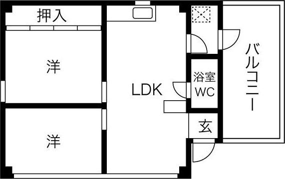 ハヤシビル(2LDK/3階)の間取り写真