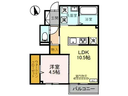 D-ROOM MK(1LDK/1階)の間取り写真