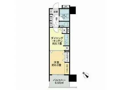 ライオンズステーションプラザ相模大野(1DK/4階)の間取り写真