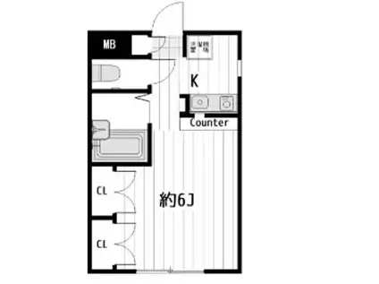 オリバーハウスII(1K/1階)の間取り写真