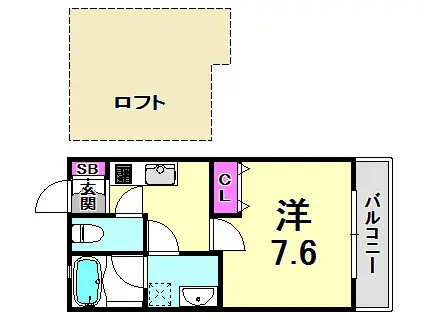 ヴィアーノ神戸上筒井通イースト(1K/1階)の間取り写真