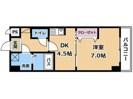 ヴェルジュ南草津(1DK/9階)の間取り写真