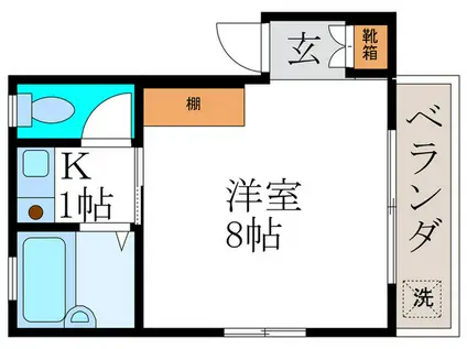 阪急京都線 東向日駅 徒歩17分 2階建 築28年(1K/1階)の間取り写真
